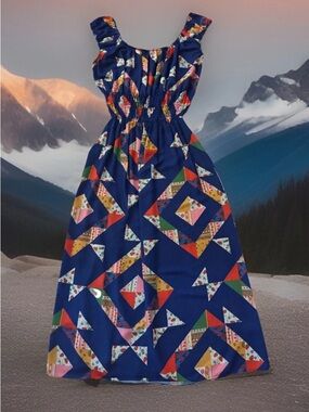 Lisa Says Gah Alpine Quilt Patchwork Print Dress - XL